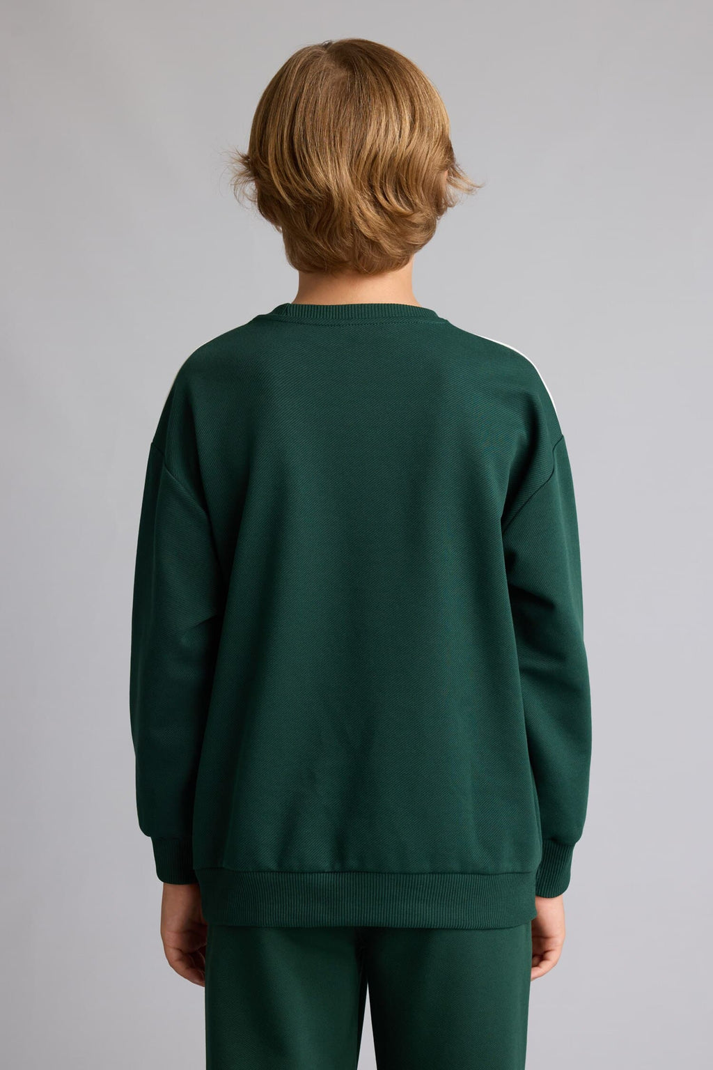 Regular Cotton Crew Neck Printed Green Sweatshirt Boys