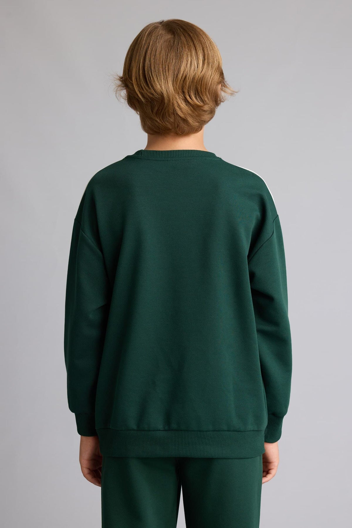 Regular Cotton Crew Neck Printed Green Sweatshirt Boys