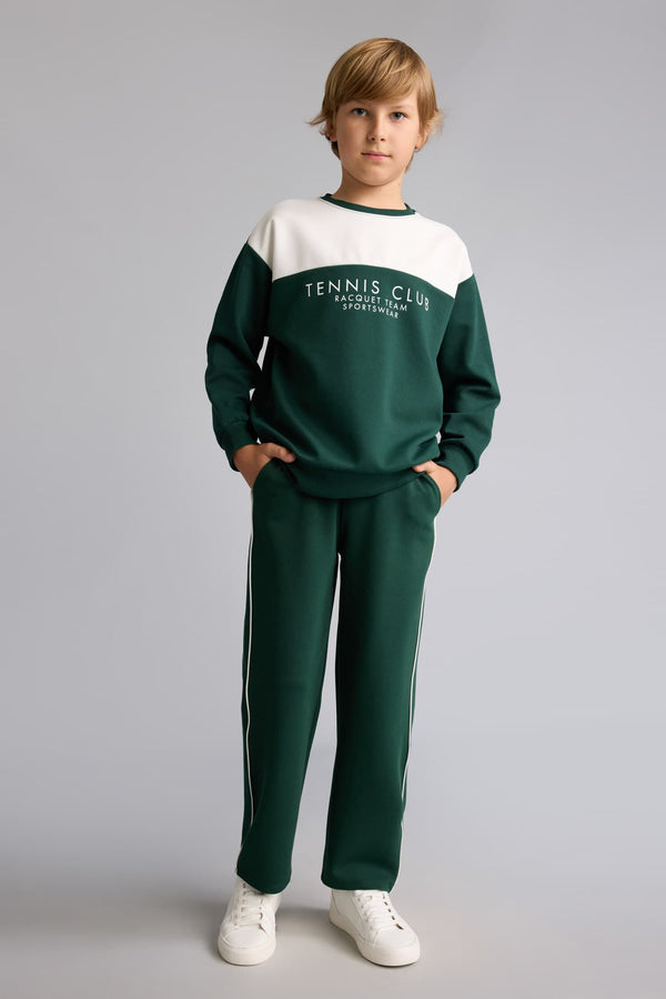 Cotton Jogger Fit White Piping Navy Blue Sweatpants Boy