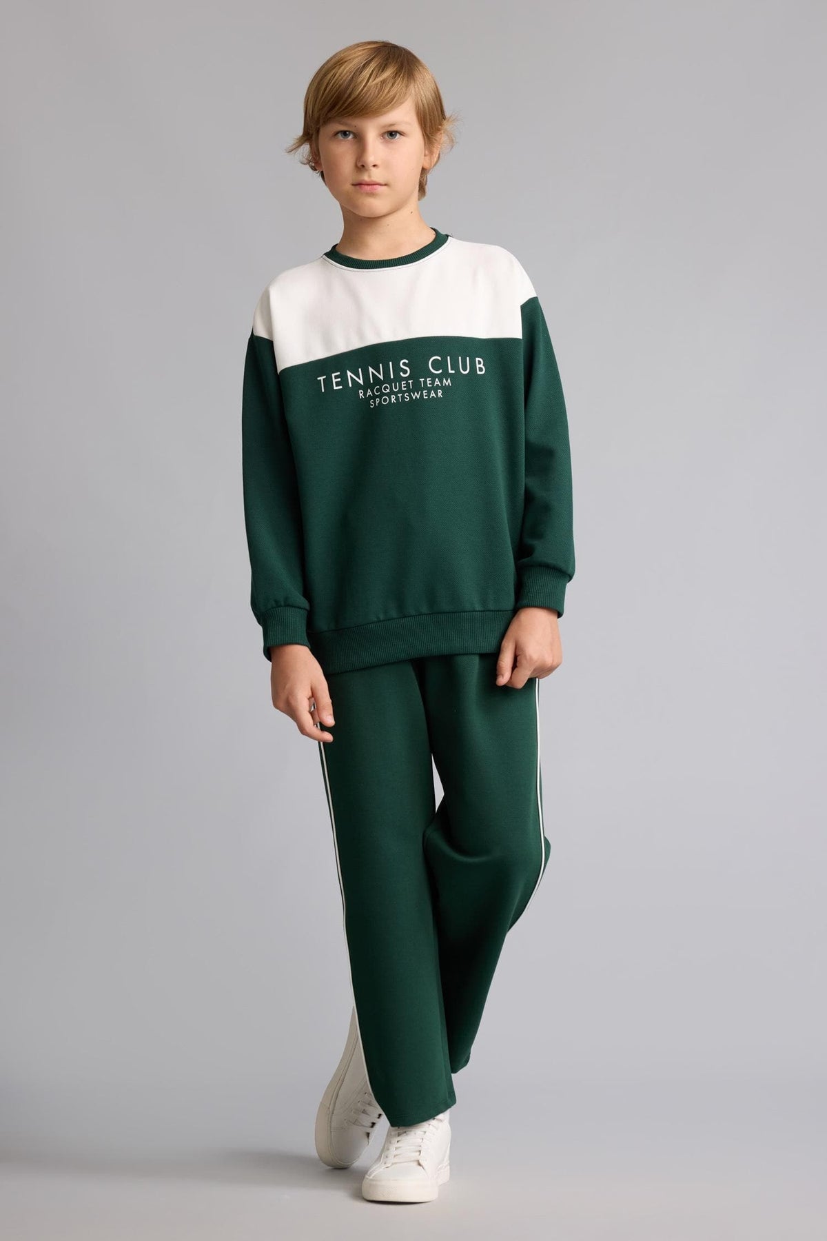 Cotton Jogger Fit White Piping Navy Blue Sweatpants Boy
