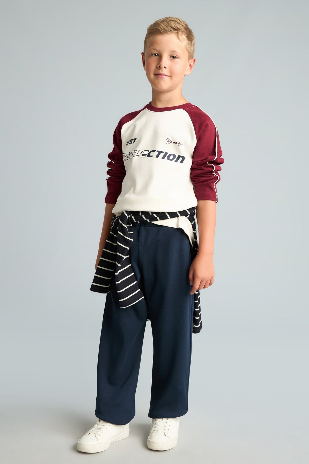 Printed Long Sleeve T-Shirt Top Flexible Waisted Sweatpants 2 Pcs Boys