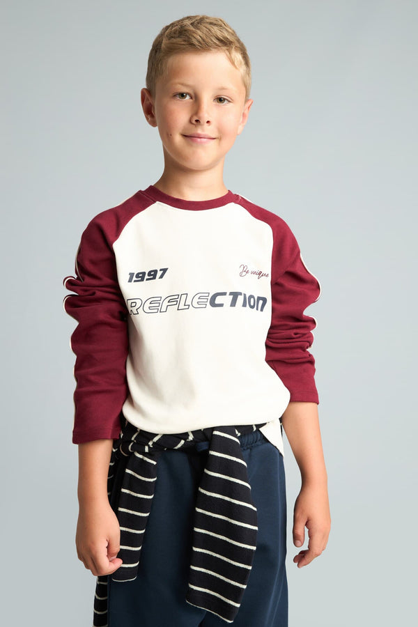 Printed Long Sleeve T-Shirt Top Flexible Waisted Sweatpants 2 Pcs Boys