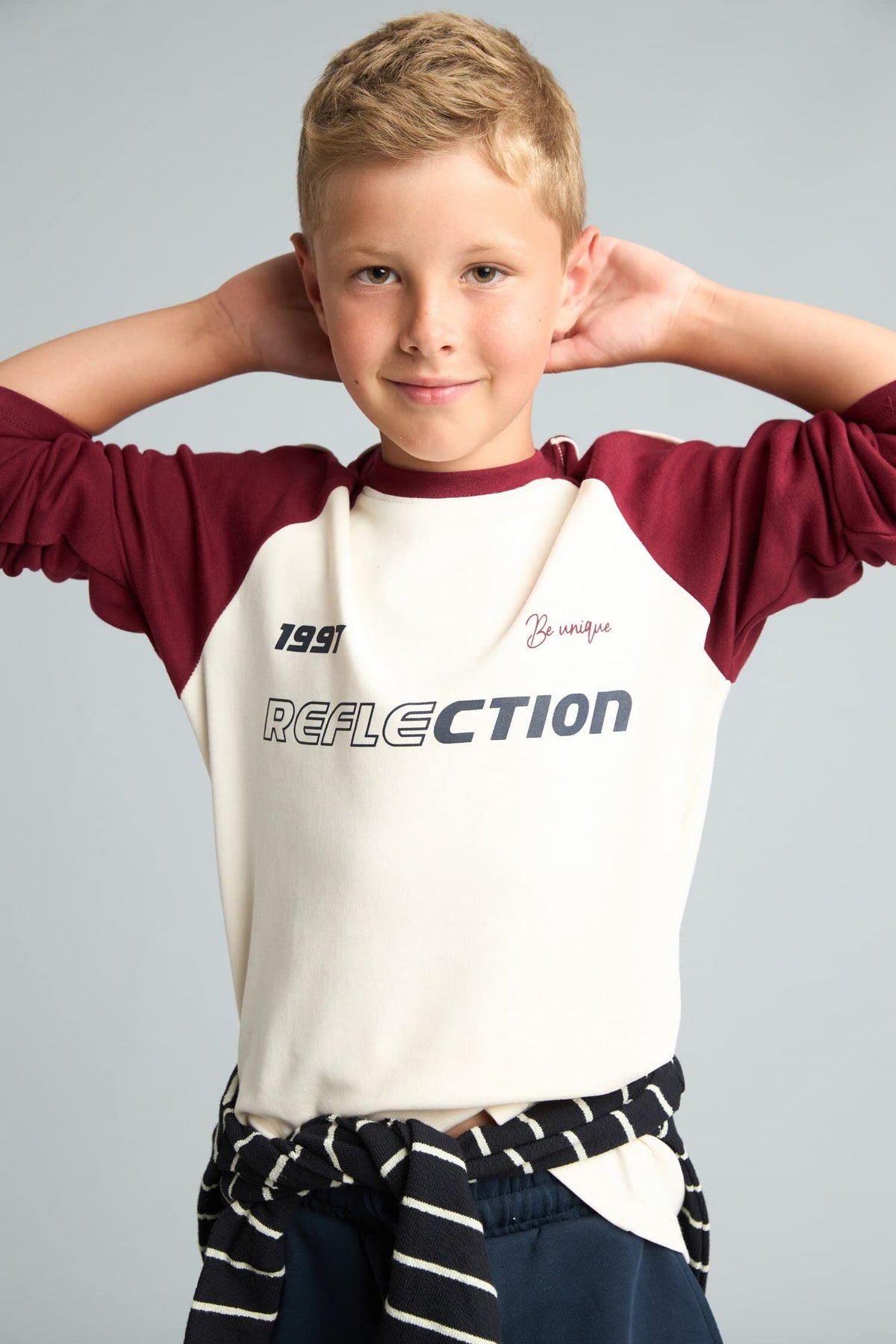 Printed Long Sleeve T-Shirt Top Flexible Waisted Sweatpants 2 Pcs Boys
