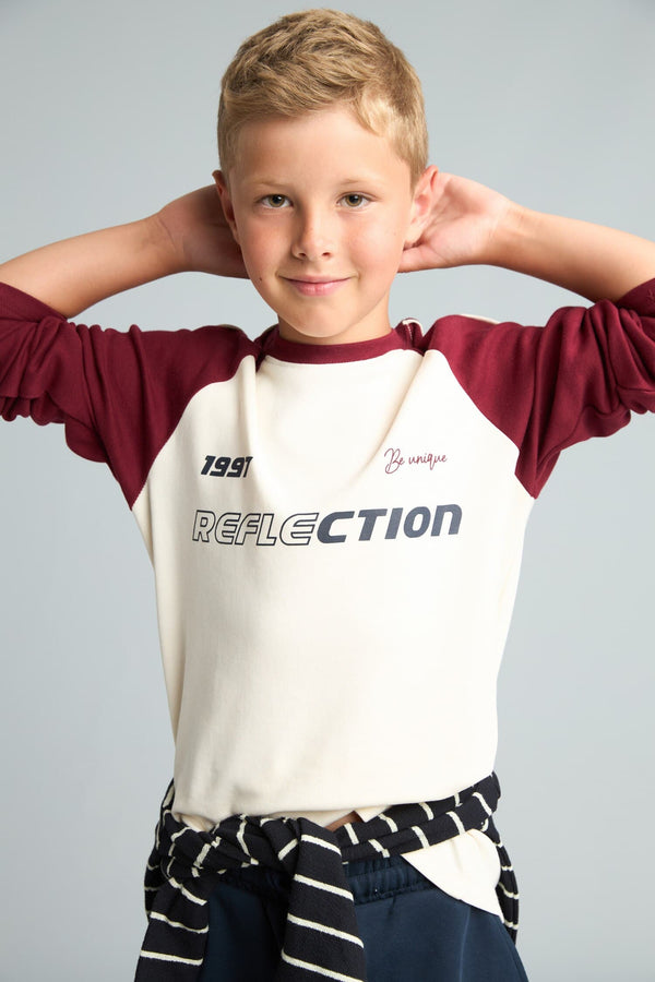 Printed Long Sleeve T-Shirt Top Flexible Waisted Sweatpants 2 Pcs Boys