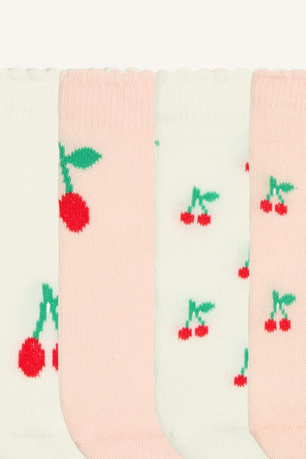 Fruit Printed Seamless 4 Pack Cotton Booties Light Pink Socks Baby Girl