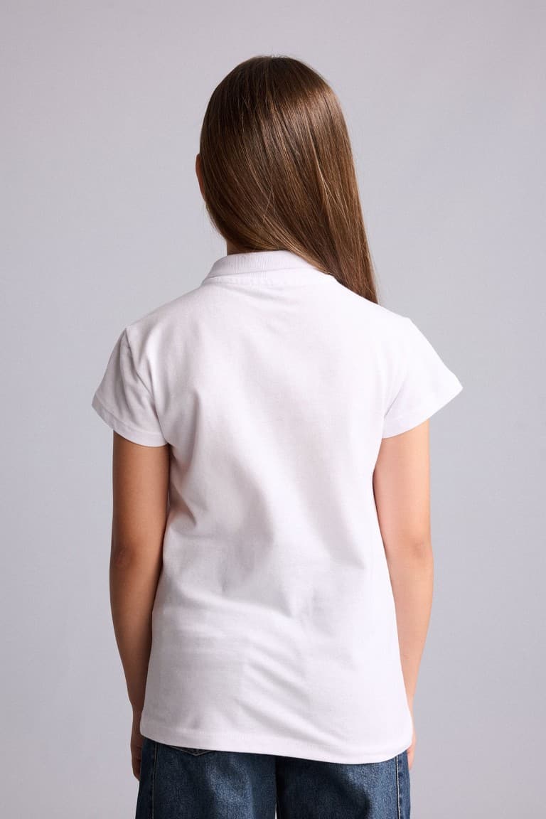 Girls Polo Neck Basic Plain Cotton Short Sleeve T-Shirt