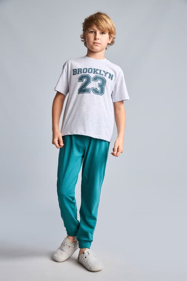 Regular Fit Printed T-Shirt Sweatpants 2-Pack Pajama Set Boy