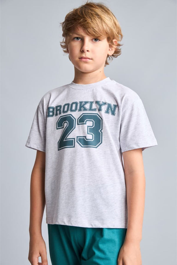 Regular Fit Printed T-Shirt Sweatpants 2-Pack Pajama Set Boy