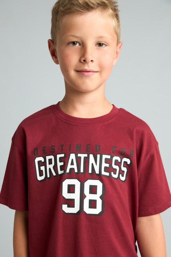 Regular Fit 2-Pack Short Sleeve Printed Burgundy Pajama Set Boy