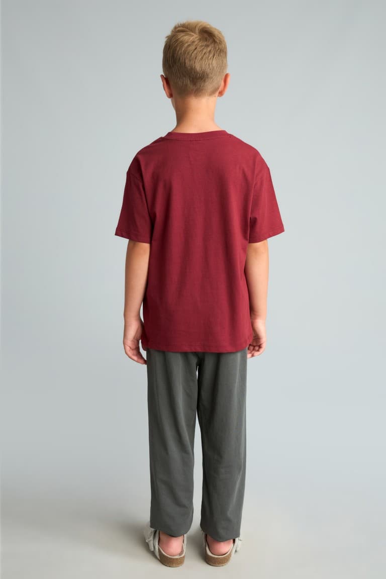 Regular Fit 2-Pack Short Sleeve Printed Burgundy Pajama Set Boy