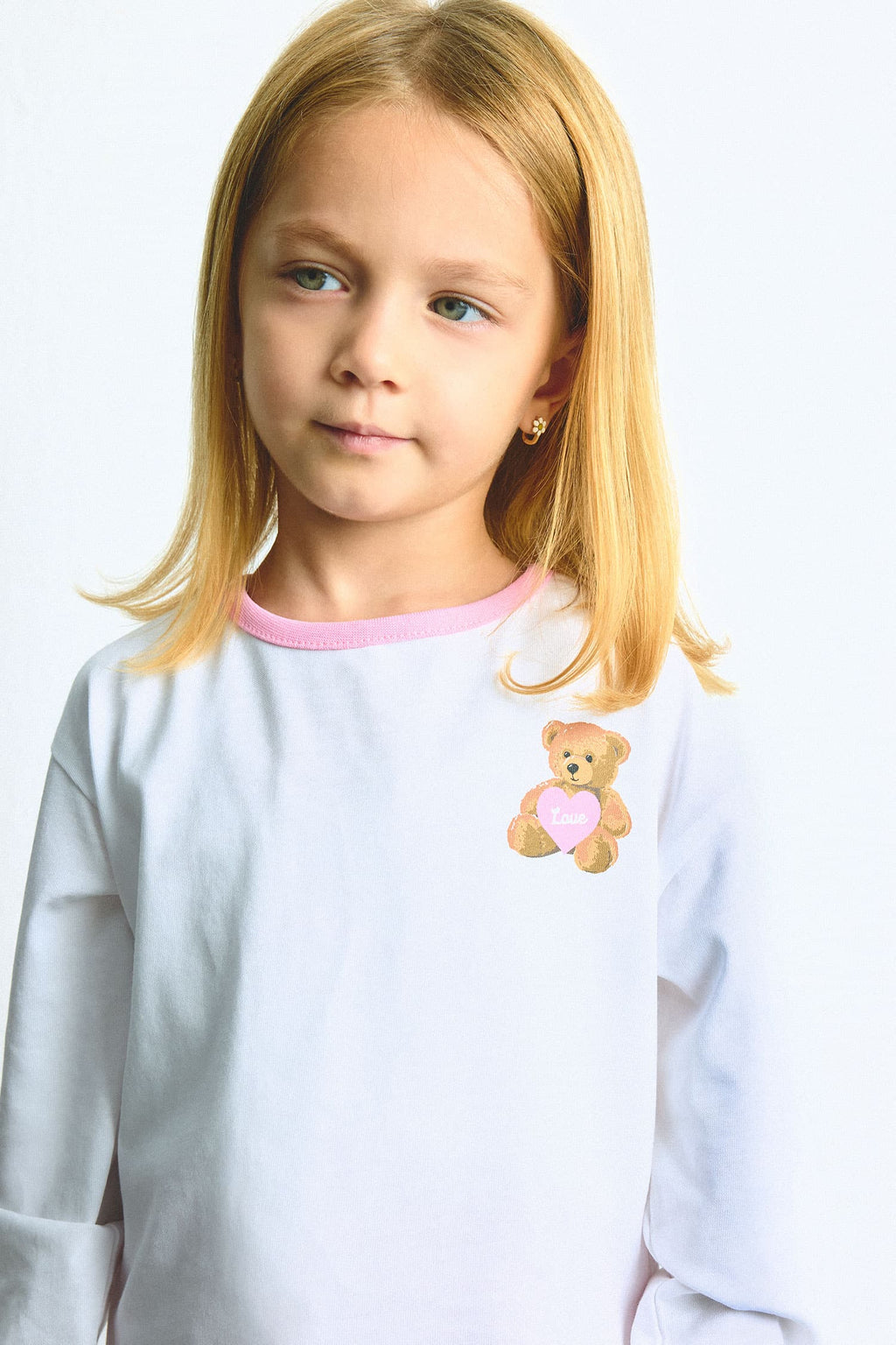 Regular Fit Crew Neck Figured Combed Cotton Long Sleeve T-Shirt Baby Girl