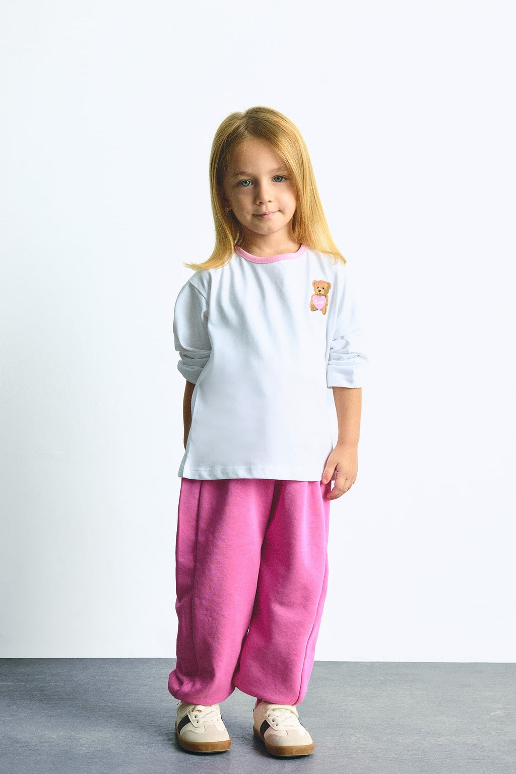 Regular Fit Crew Neck Figured Combed Cotton Long Sleeve T-Shirt Baby Girl