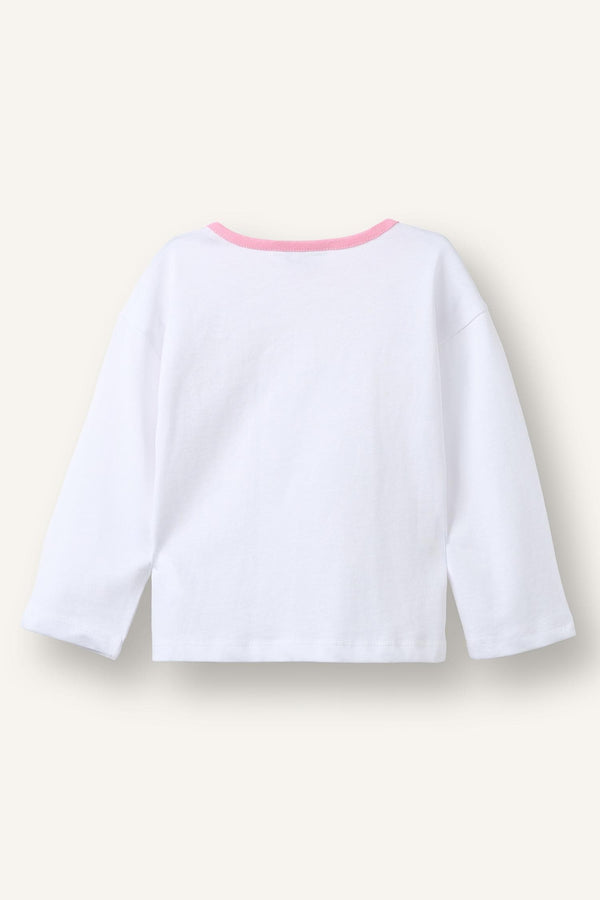 Regular Fit Crew Neck Figured Combed Cotton Long Sleeve T-Shirt Baby Girl