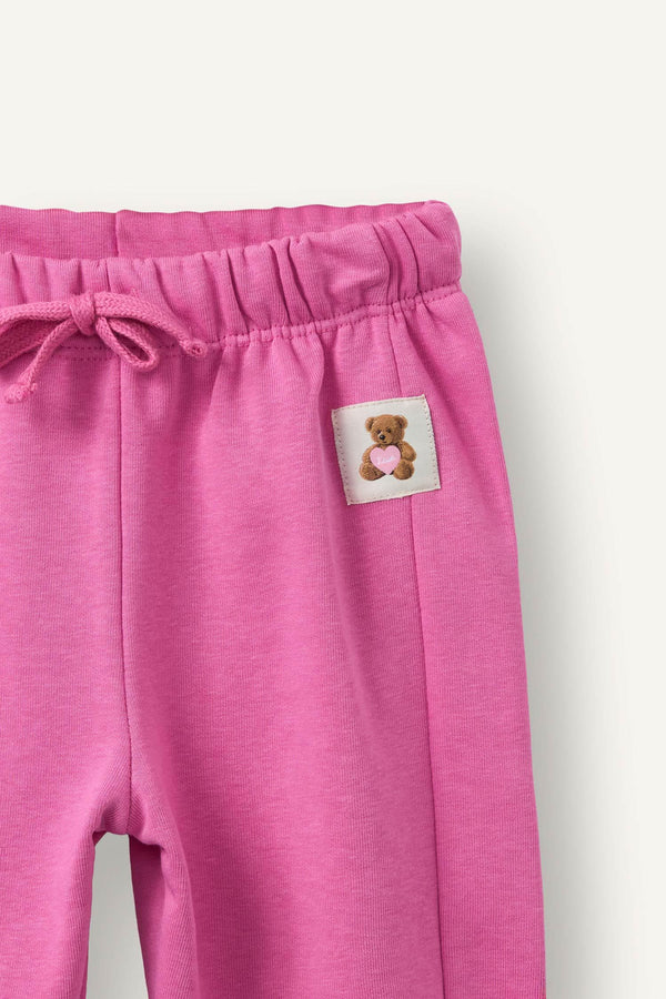Regular Fit Thick Fabric Teddy Bear Crest Sweatpants Baby Girl