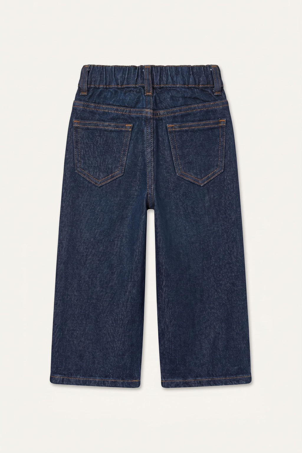 100% Cotton Culotte Stripe Border Detailed Jean Pants with Pockets Baby Girl