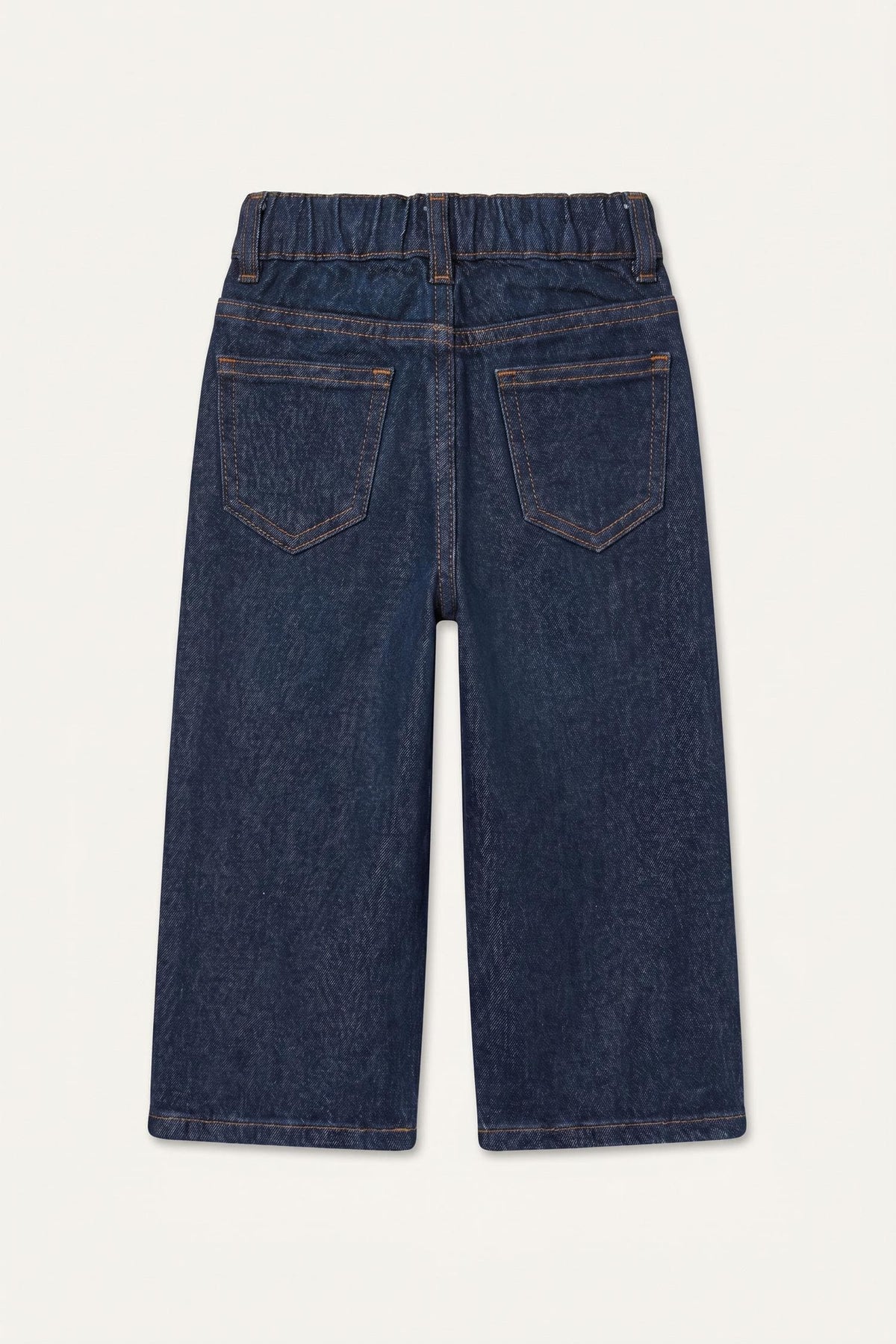 100% Cotton Culotte Stripe Border Detailed Jean Pants with Pockets Baby Girl