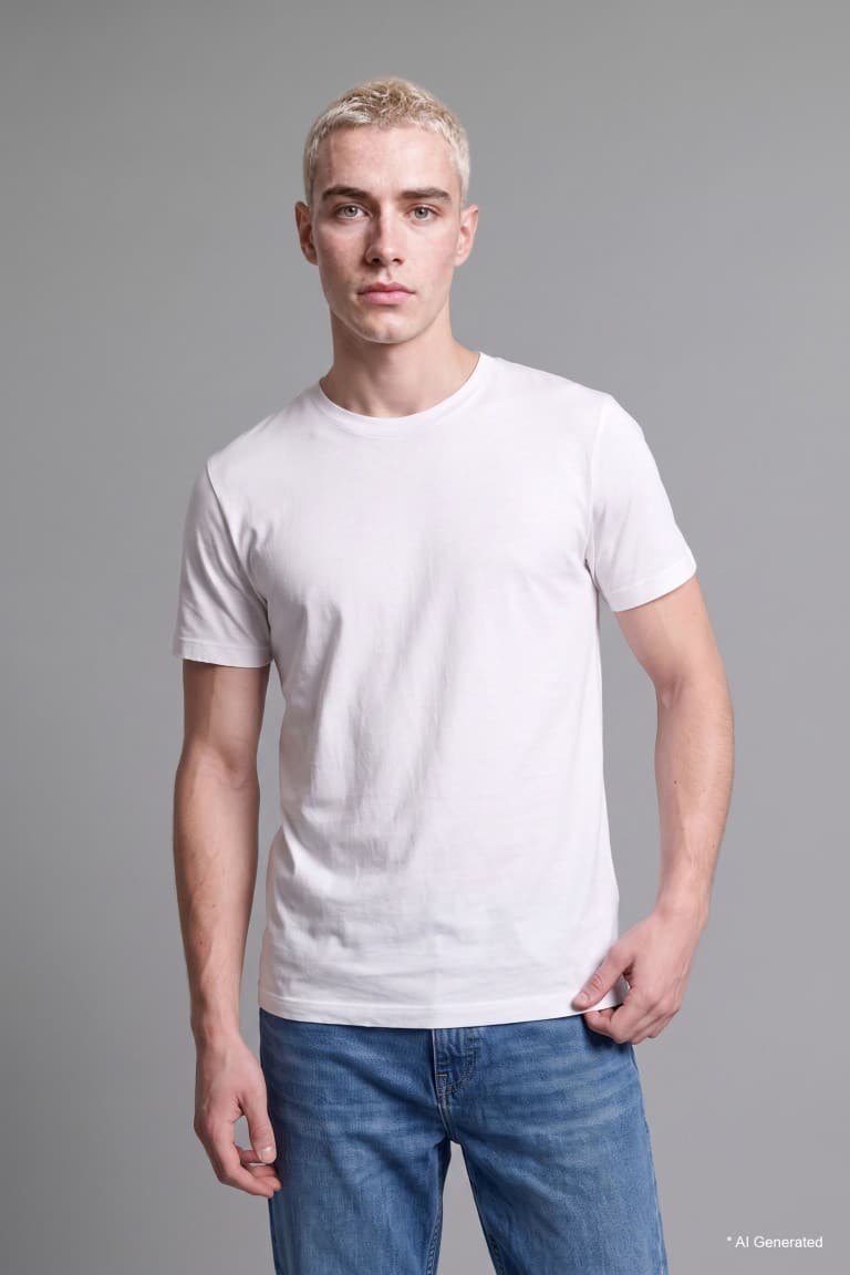 Regular Crew Neck Pique Short Sleeve Basic T-Shirt
