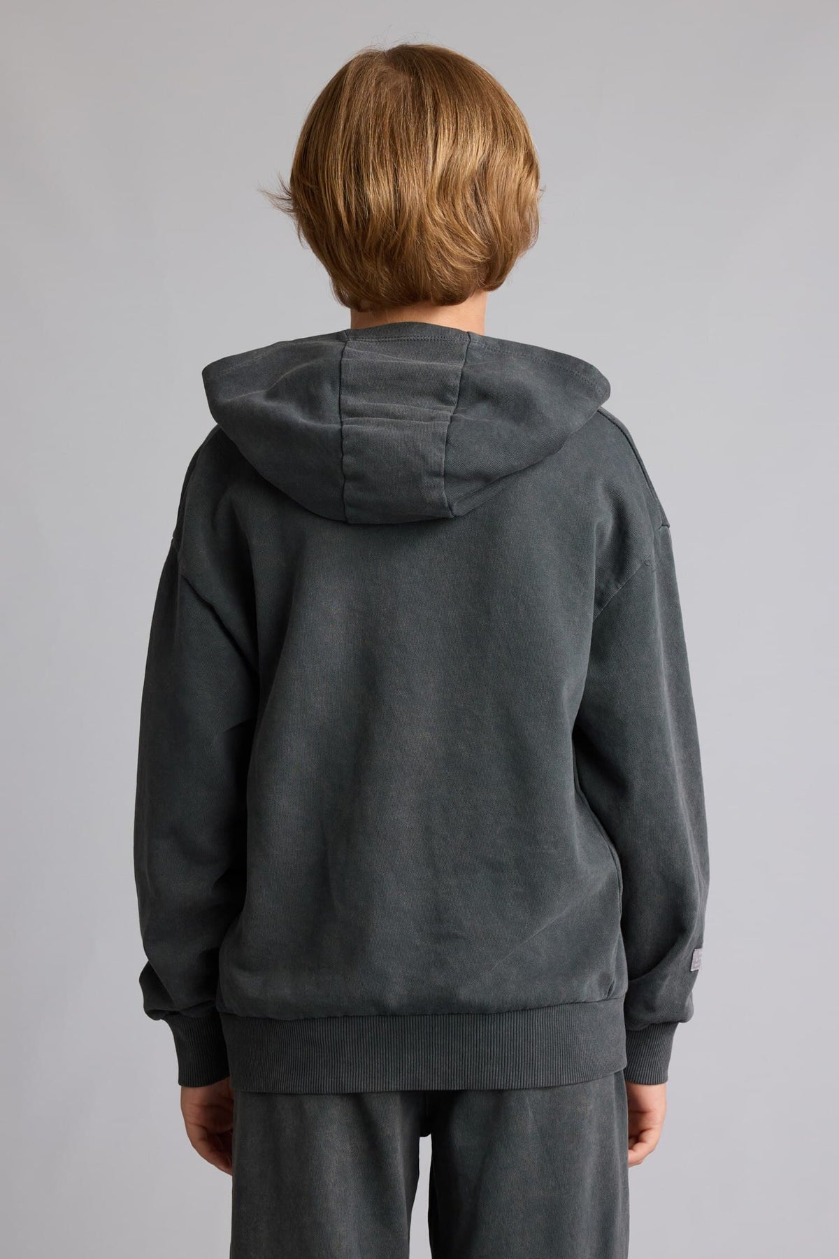 Overless Hooded Kangaroo Pocket Wash Effect Sweatshirt Boy