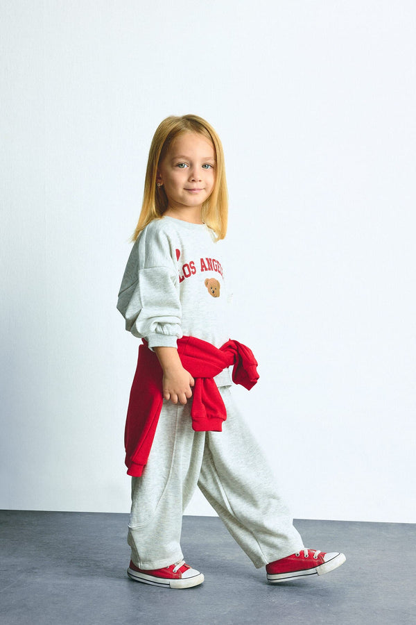 Regular Fit Elastic Waist Thick Fabric Sweatpants Baby Girl