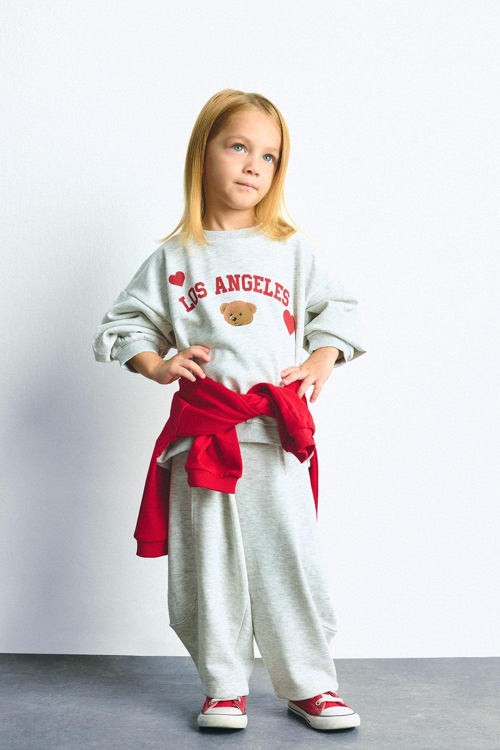 Regular Fit Elastic Waist Thick Fabric Sweatpants Baby Girl