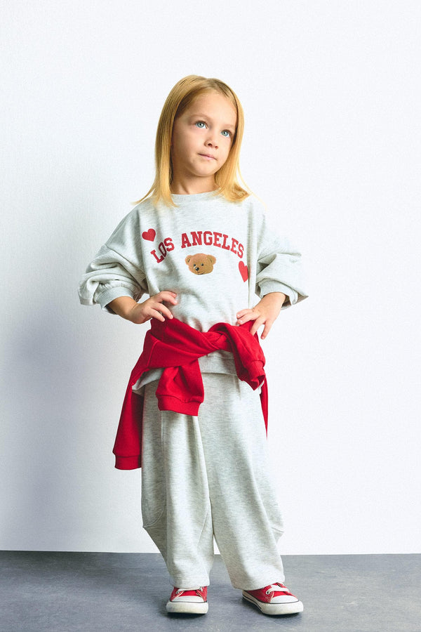 Regular Fit Elastic Waist Thick Fabric Sweatpants Baby Girl