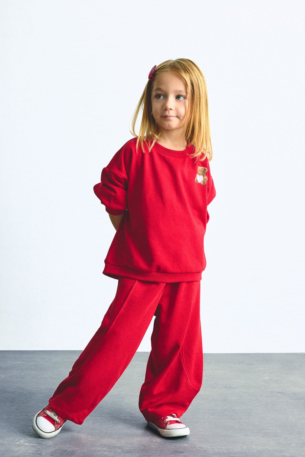 Regular Fit Elastic Waist Thick Fabric Sweatpants Baby Girl