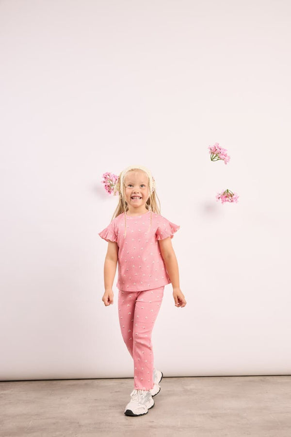 Floral Ribbed 2-Piece Ecru Set Baby Girl