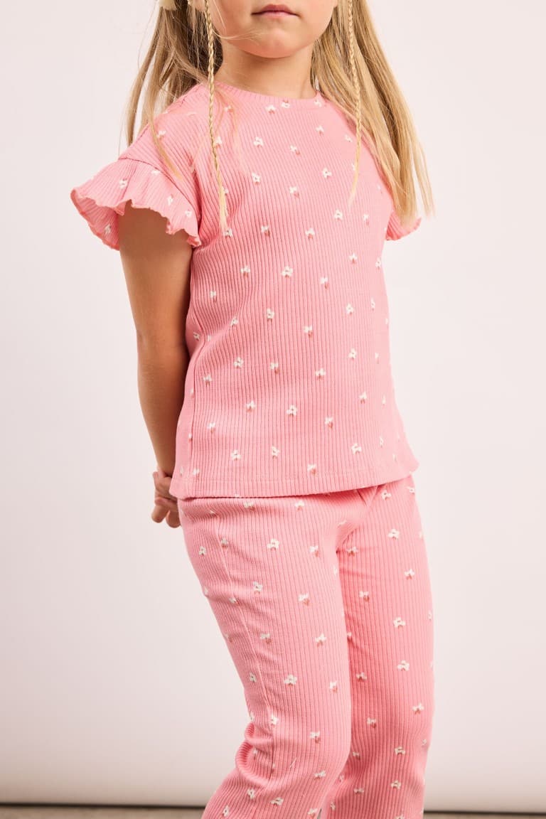 Floral Ribbed 2-Piece Ecru Set Baby Girl