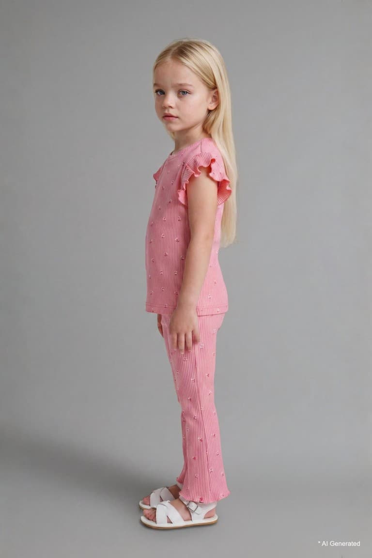 Floral Ribbed 2-Piece Ecru Set Baby Girl