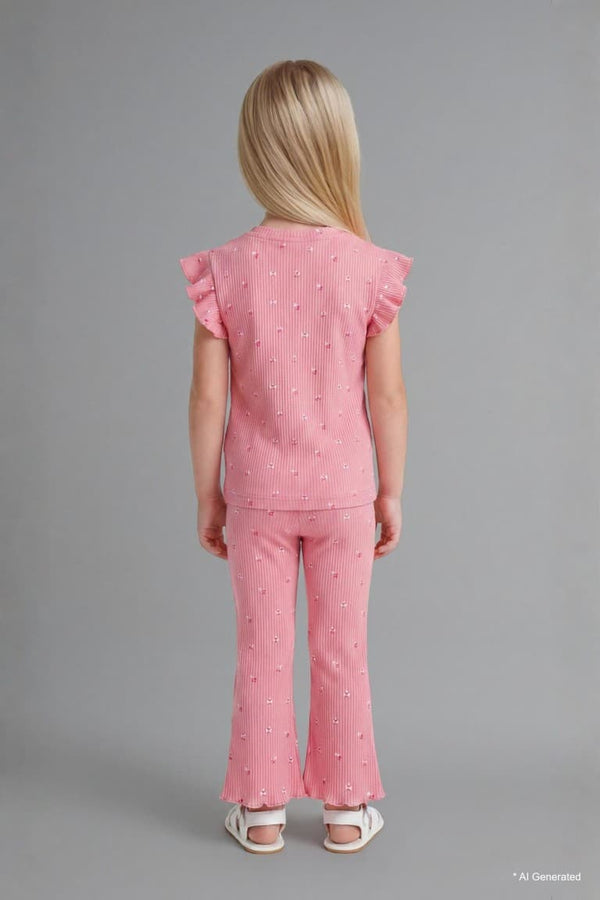 Floral Ribbed 2-Piece Ecru Set Baby Girl