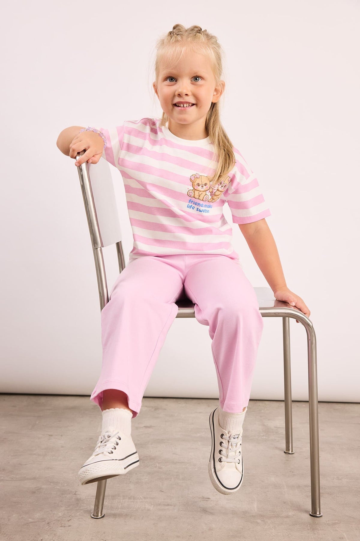 Teddy Bear Short Sleeve T-Shirt Shorts 2 Pcs Lilac Set Baby Girl Main image
