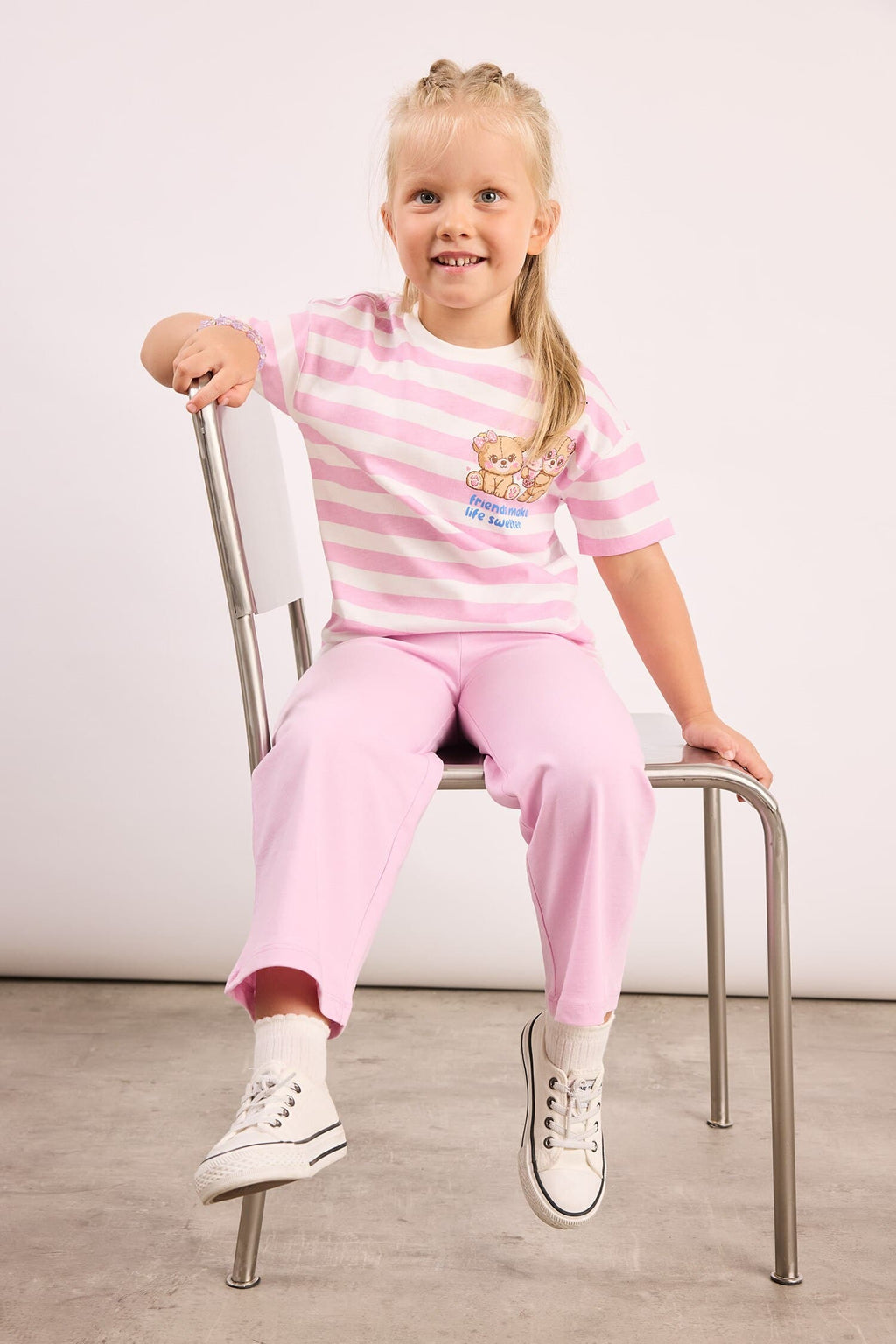 Teddy Bear Short Sleeve T-Shirt Shorts 2 Pcs Lilac Set Baby Girl