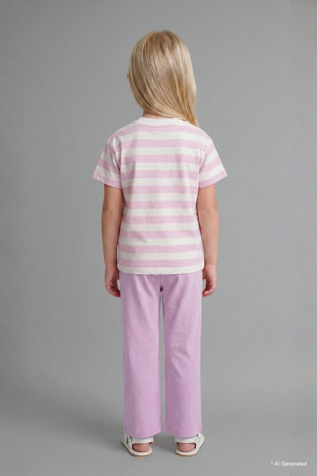 Teddy Bear Short Sleeve T-Shirt Shorts 2 Pcs Lilac Set Baby Girl