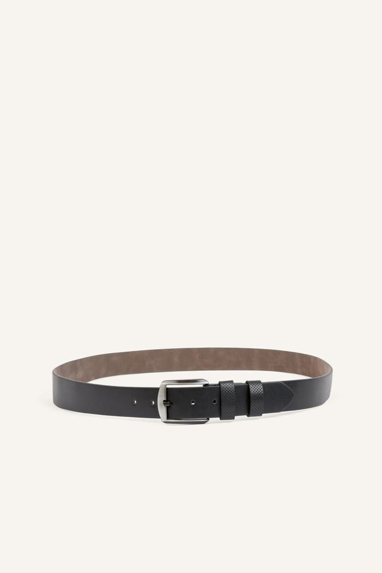 Mens Rectangle Buckle Faux Leather Daily Belt