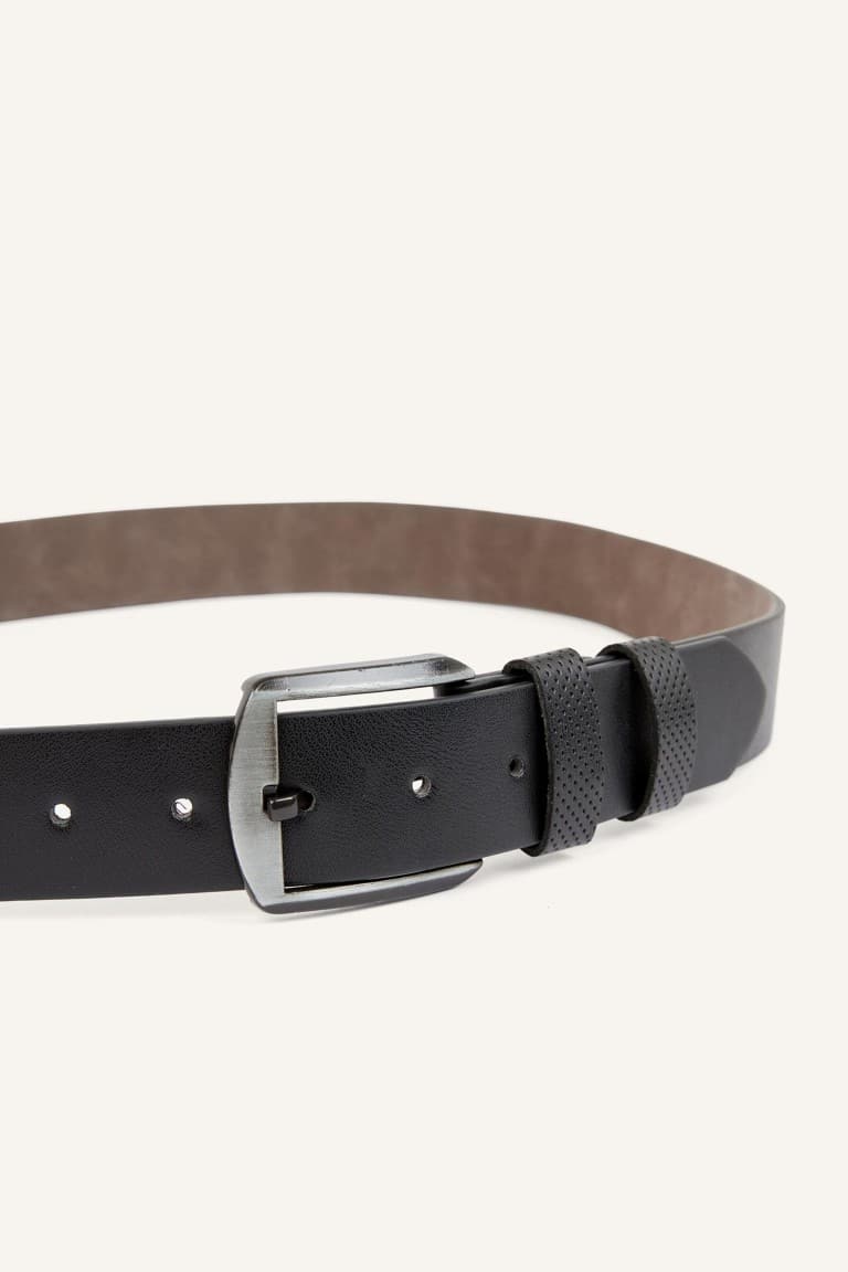Mens Rectangle Buckle Faux Leather Daily Belt