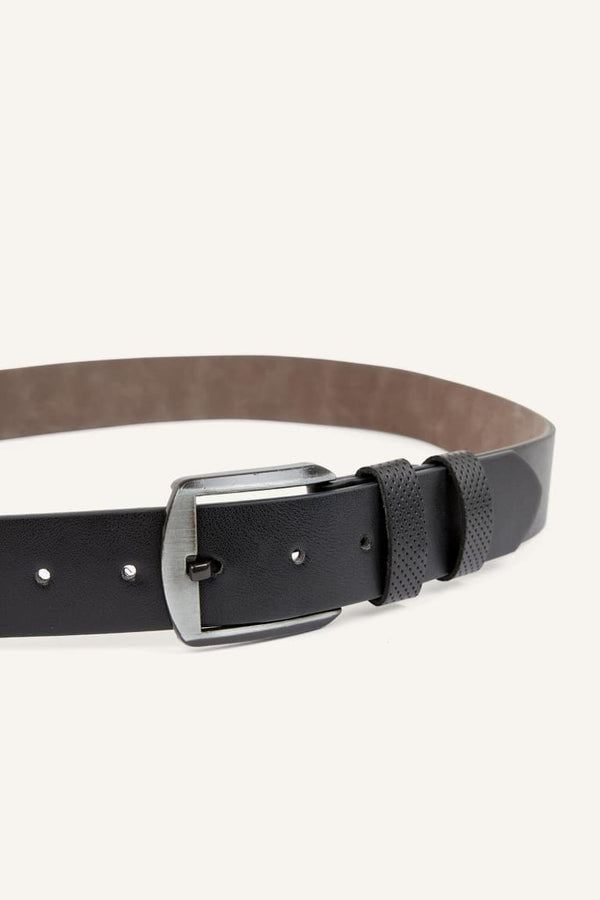 Mens Rectangle Buckle Faux Leather Daily Belt