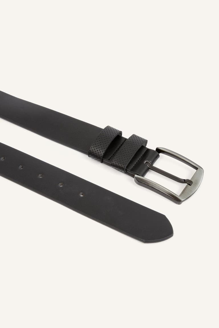Mens Rectangle Buckle Faux Leather Daily Belt