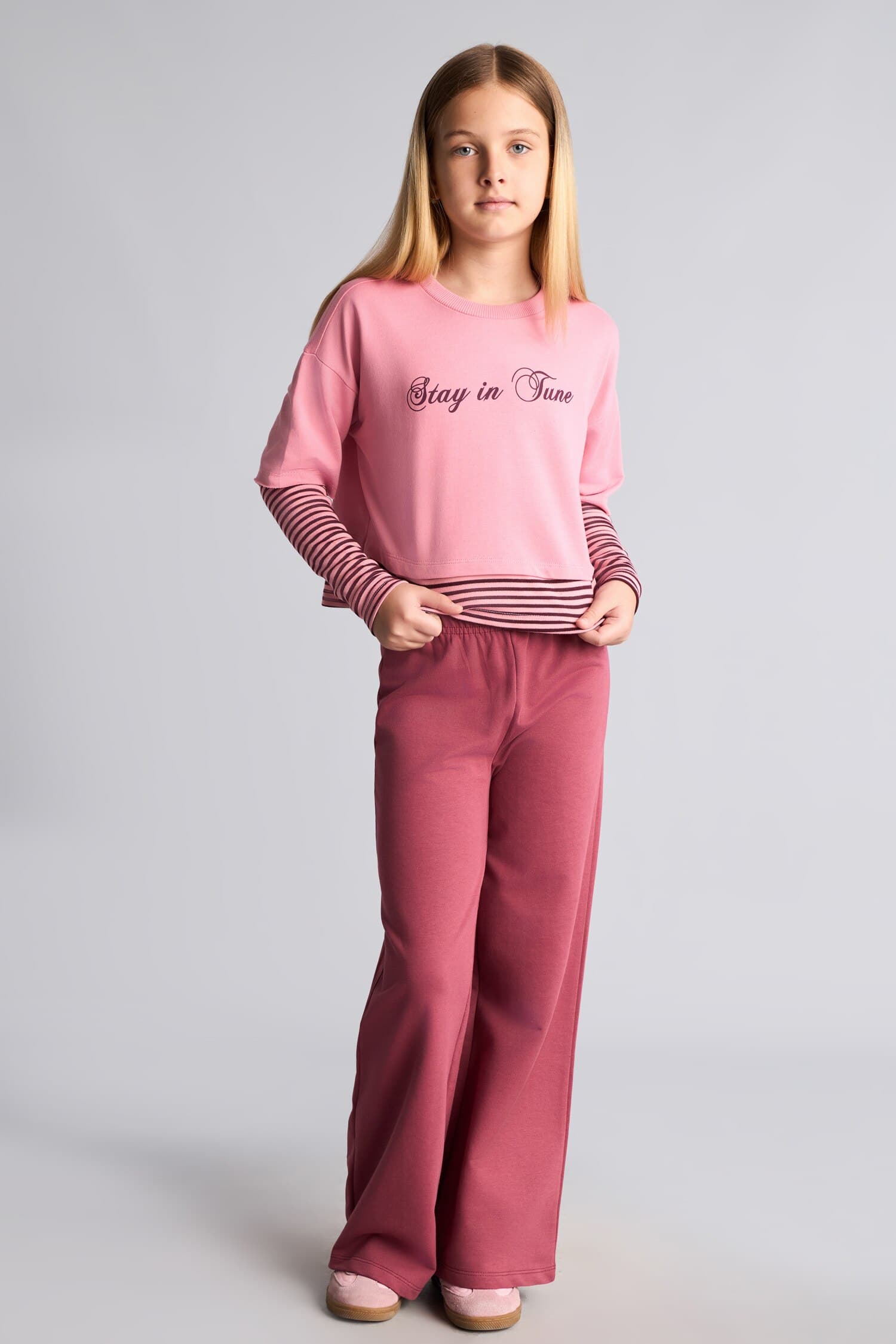 Printed Sweatshirt Top Wide Leg Bottom 2 Set Girls Secondary image