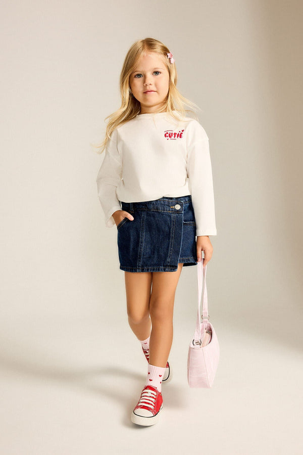 100% Cotton Crew Neck Back Printed Combed Cotton Long Sleeve T-Shirt Baby Girl