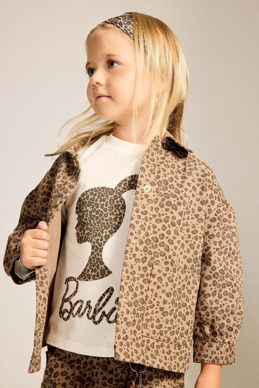 100% Cotton Leopard Print Gabardine Long Sleeve Jacket Shirt Baby Girl