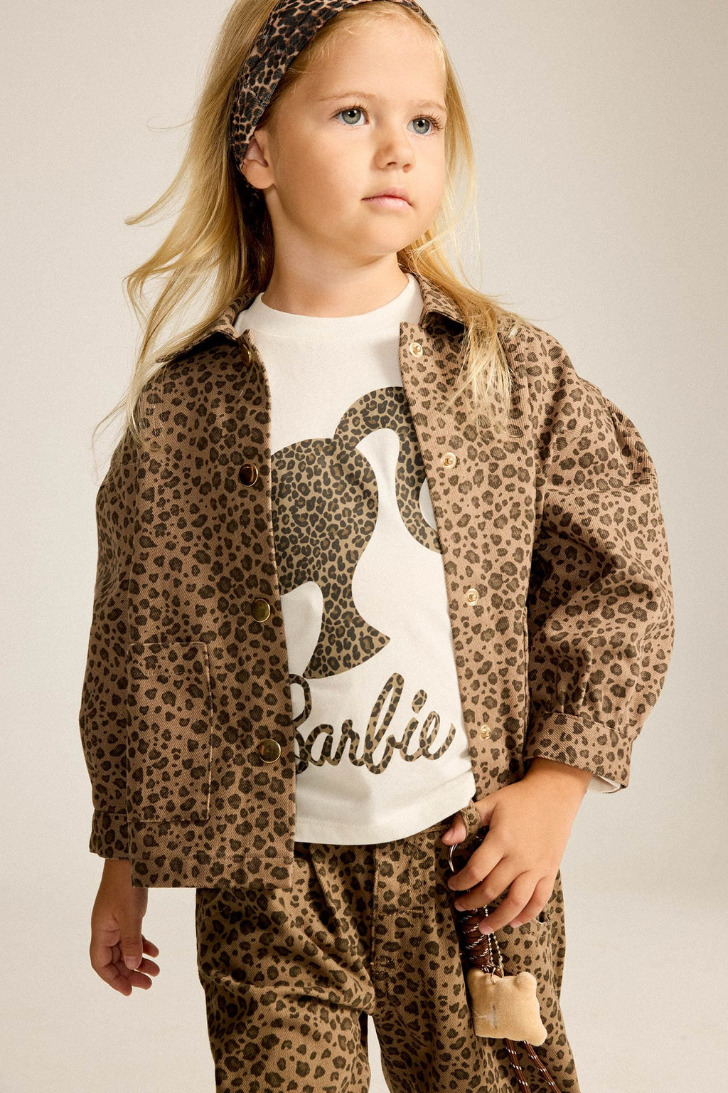 100% Cotton Leopard Print Gabardine Long Sleeve Jacket Shirt Baby Girl