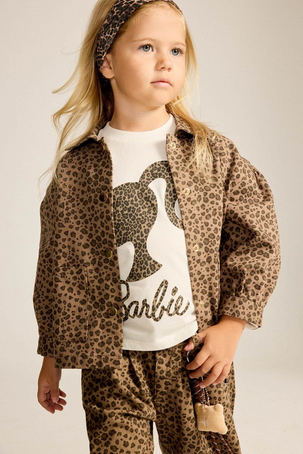 100% Cotton Leopard Print Gabardine Long Sleeve Jacket Shirt Baby Girl
