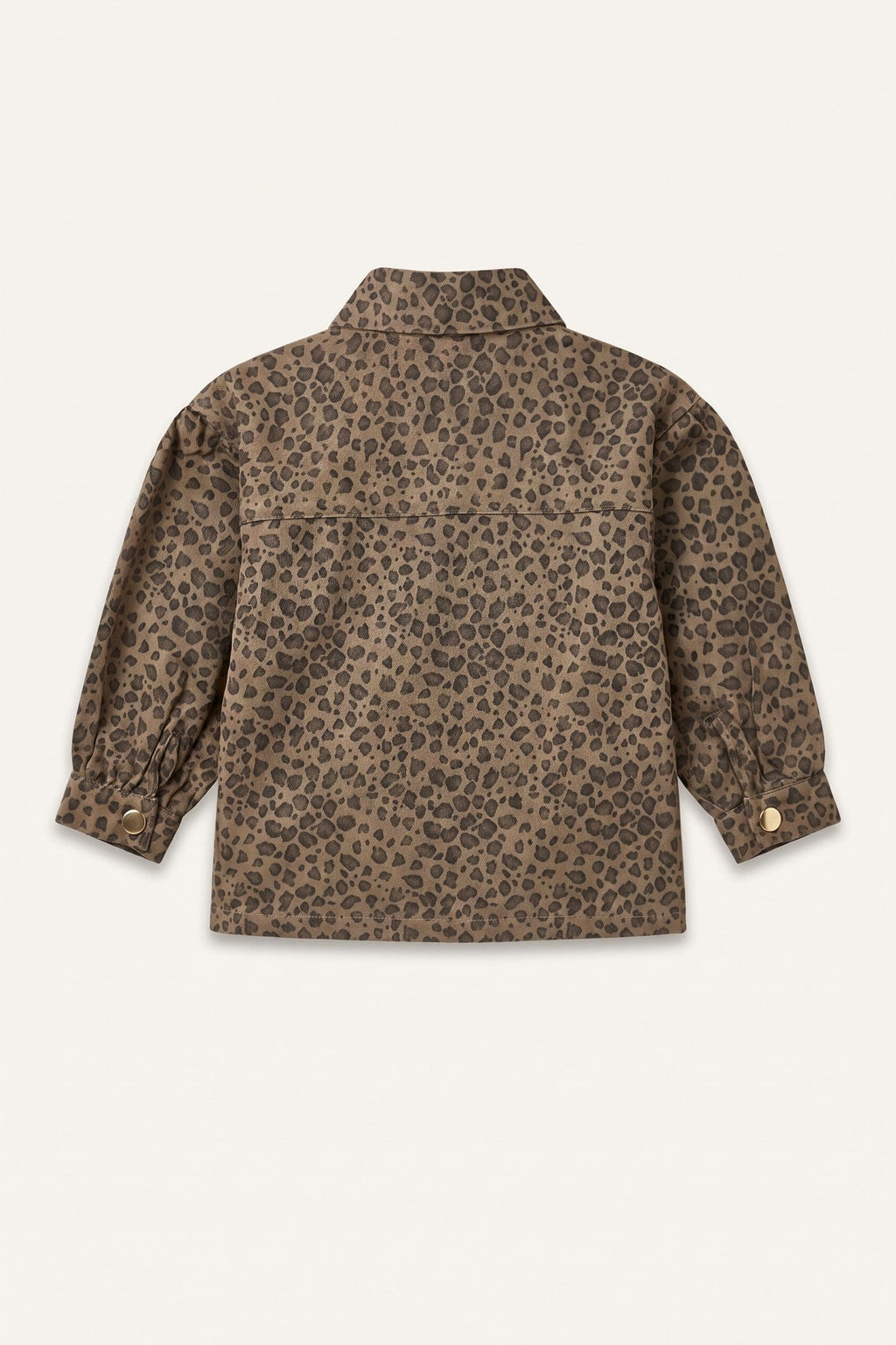 100% Cotton Leopard Print Gabardine Long Sleeve Jacket Shirt Baby Girl