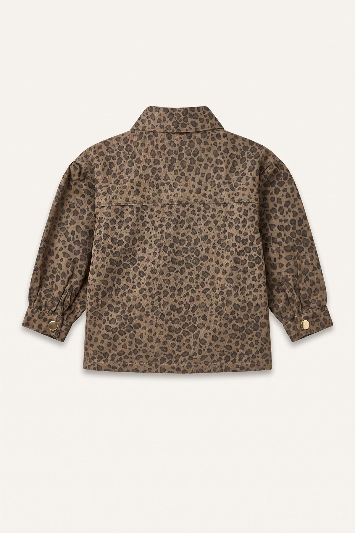 100% Cotton Leopard Print Gabardine Long Sleeve Jacket Shirt Baby Girl