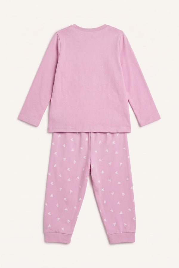Crew Neck Printed Top Elastic Leg Bottom 2 Pcs Pajama Set Baby Girl