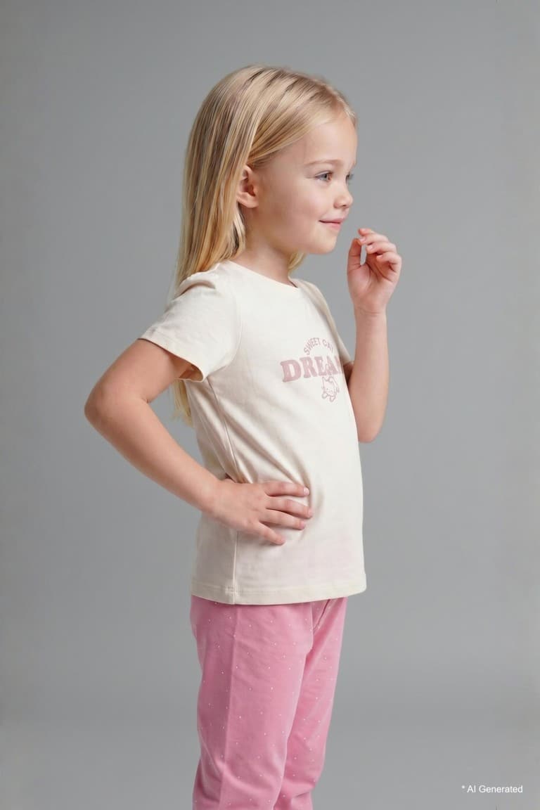 100% Cotton Patterned 2 Pcs Short Sleeve Pajama Set Baby Girl Secondary image