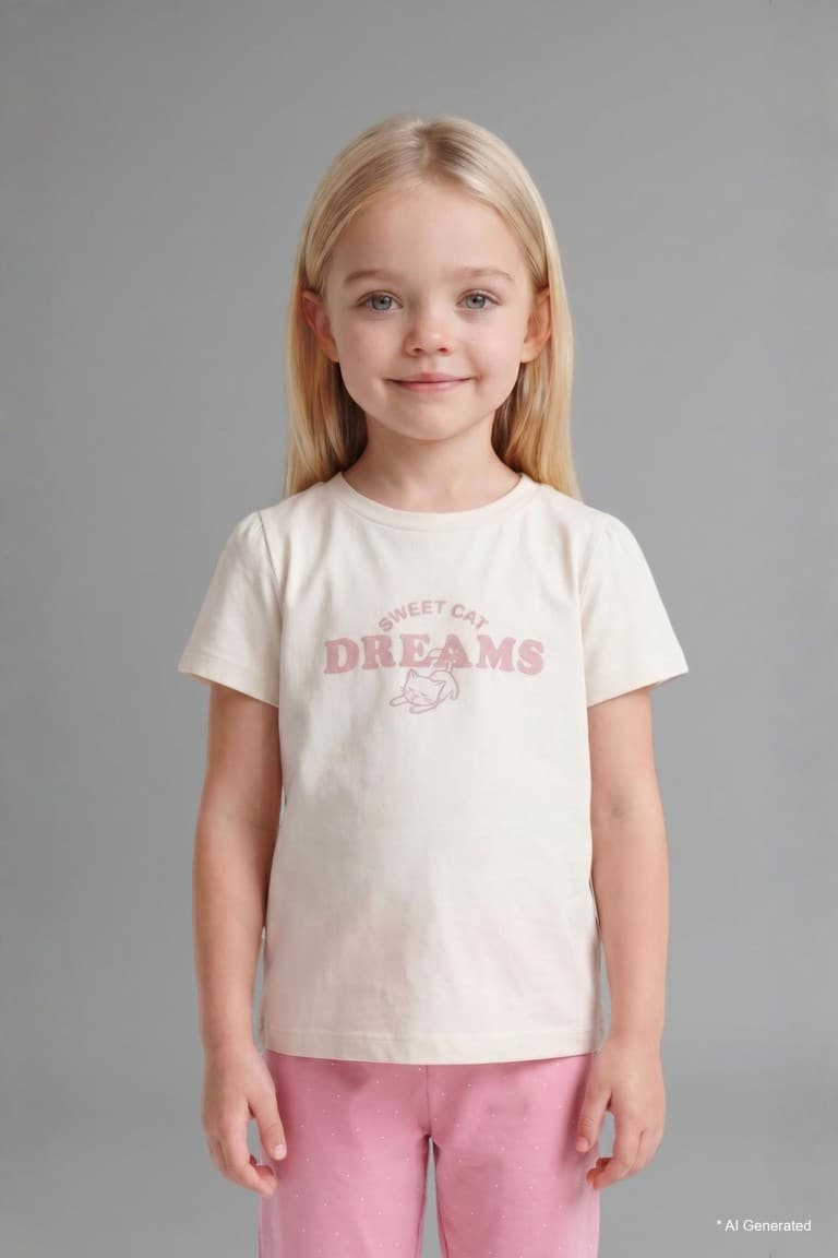 100% Cotton Patterned 2 Pcs Short Sleeve Pajama Set Baby Girl