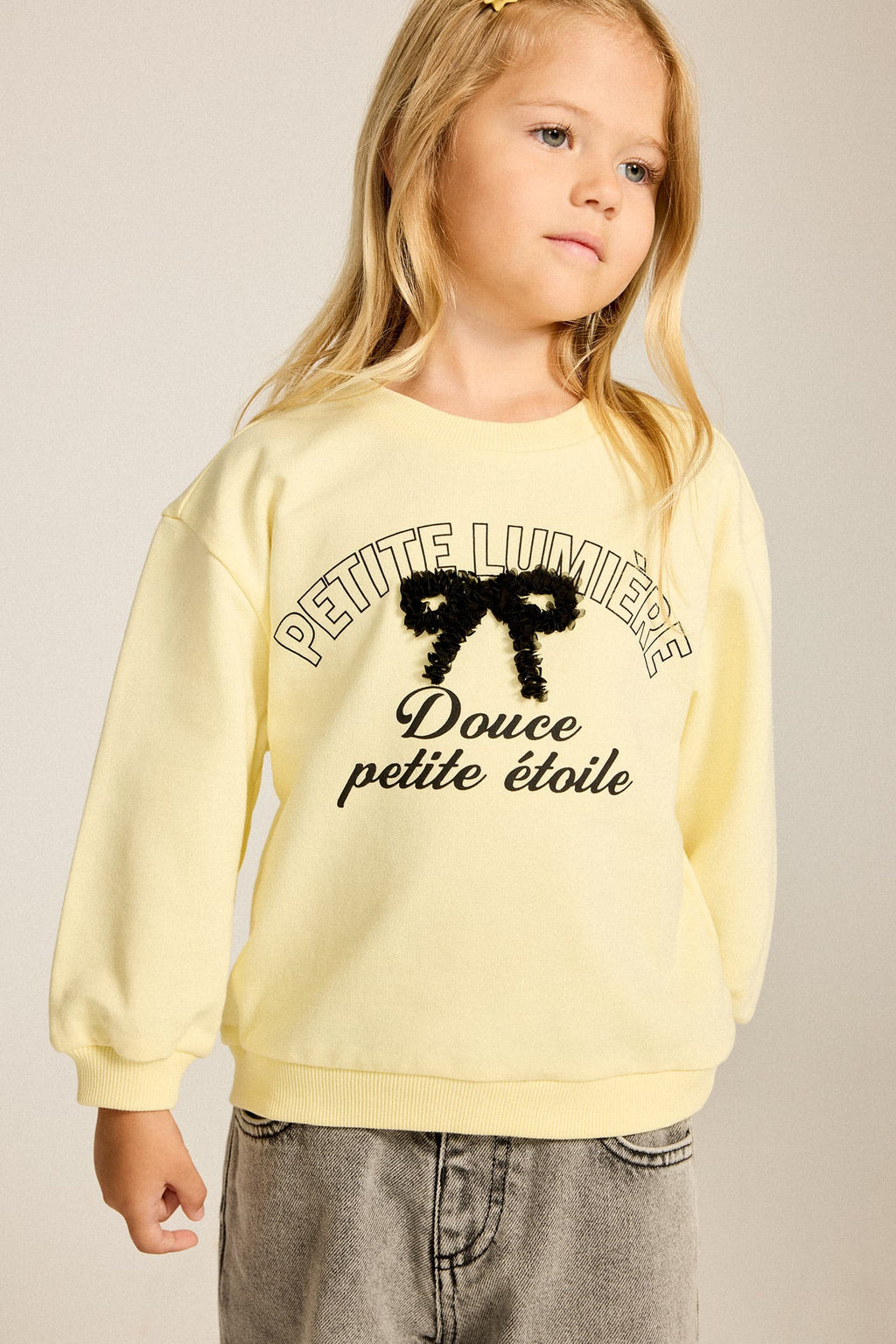 100% Cotton Crew Neck Light Yellow Sweatshirt Baby Girl