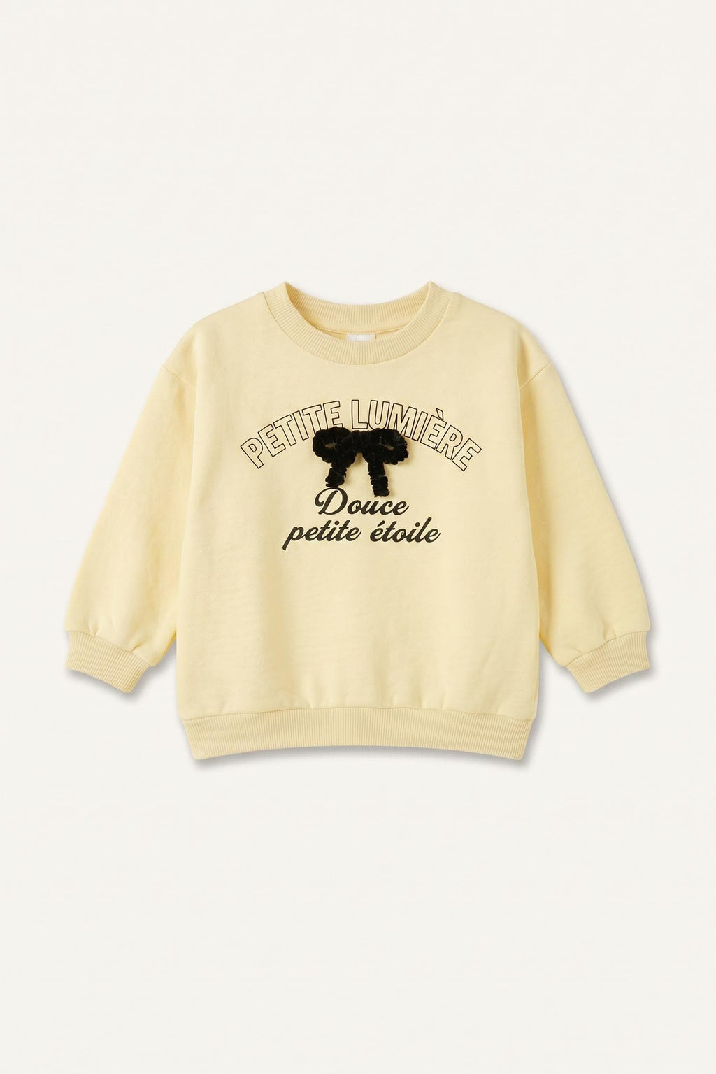 100% Cotton Crew Neck Light Yellow Sweatshirt Baby Girl