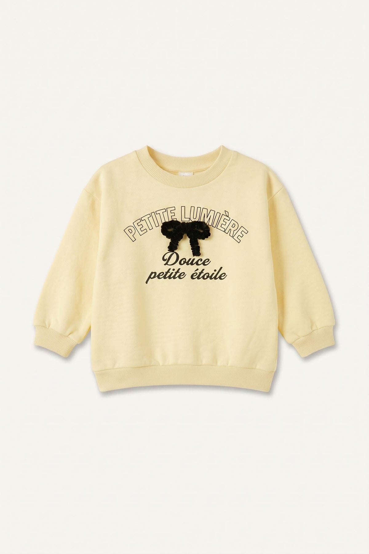 100% Cotton Crew Neck Light Yellow Sweatshirt Baby Girl